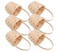 UPKOCH 6pcs Mini Hand Woven Rustic Flower Baskets with Handles Small Rattan Wicker Decor for Weddings Party Favors Pretend Play and Table Decoration