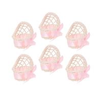 UPKOCH 6pcs Miniature Pink Rattan Woven Baskets for Dollhouse Desktop Decor Miniature House Supplies Party Favor Little Storage Baskets for Fairy Garden Accessories