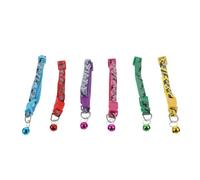 UPKOCH 6Pcs Printed Pet Collars with Bells Camouflage Pattern Neck Rings for Dogs Puppies Cats Multi Color Including Red Yellow Green Blue Purple and Rose Red Safe Buckle Design for