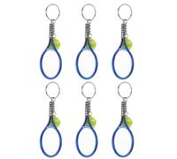 UPKOCH 6pcs Tennis Keychain Set Mini Racket and Ball Pendants, Sport Style Split Ring Bag Charms for Party Favors and Tennis Birthday in Blue
