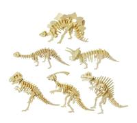 UPKOCH 6pcs Wooden Dinosaur Puzzle Educational for Adorable Animal Jigsaw Including Tyrannosaurus Stegosaurus Brontosaurus Triceratops Hadrosaur Safe Colorful Hand-eye Coordination