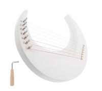 UPKOCH 7 String Wooden Lyre Harp Crescent Moon Shaped Portable Music Learning Toy with Tuning Wrench Lightweight Musical Instrument for Home and Travel