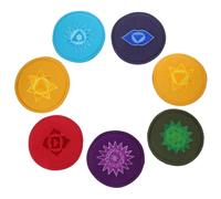 UPKOCH 7pcs Embroidered Singing Bowl Cushions Made of Polyester with Decorative Buddhist Design, Preventing Bowl from Bumping, for Yoga Classes and Meditation Use