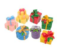 UPKOCH 7pcs Mini Resin Christmas Boxes Bright Colorful Xmas DIY Decorations for Dollhouse Crafting Phone Case Supplies Portable Festive Ornaments