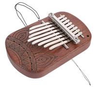 UPKOCH 8-Tone Patterned Kalimba Mini Fingertip Instrument Thumb Piano Wood Metal 4.72X3.14X1.38In Creative Design Pleasant Sound Portable Music Instrument for Camping Performance