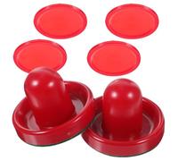 UPKOCH 8PCS Air Hockey Pushers and Pucks Replacement Red Ergonomic Handles with Soft Sliders for Game Tables Competitive Play Accessories