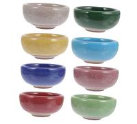 UPKOCH 8pcs Ice Crack Ceramic Succulent Plant Pots with Drainage Small Desktop Flower Planters for Cactus and Indoor Garden Decor Mini Planter for Home and Office
