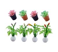 UPKOCH 8PCS Miniature Artificial Succulent Plants Realistic Tiny Potted Bonsai Decorations for Dollhouse Micro Landscape Year-round Miniature Flower Ornaments for Birthday Christmas
