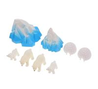 UPKOCH 8pcs Resin Polar Bear Figurines Set with Mini Ice Igloos and Glaciers, Realistic Arctic Animal Miniatures for Winter Scene Decor, Christmas Village, and Sensory Play Accessories