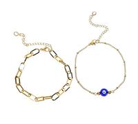 UPKOCH Adjustable Stainless Steel Evil Eye Charm Bracelet for Women Unique Beaded Wrist Jewelry Fade Resistant Stylish Christmas Weddings and Daily Wear