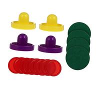UPKOCH Air Hockey Pucks Replacement for Table Hockey Game Large Pushers with Yellow Purple Pucks and Red Felt Pads and Family Game Nights