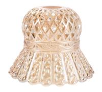 UPKOCH Amber Vintage Glass Lamp Shade Replacement with Scalloped Edges Retro Net-Patterned Cover for Table Floor Pendant Lamps Soft Light for Island Decor