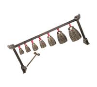 UPKOCH Antique Chinese Chime Bells Set Vintage Seven Bell Instrument Bronze Finish Traditional Musical Percussion for Home Decor