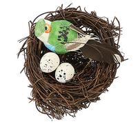UPKOCH Artificial Rattan Bird Nest 2 Eggs and Small Fake Birds for Home and Garden Decoration Easter and Christmas Random Color Random Color