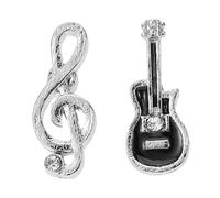 UPKOCH Asymmetrical Music Note Guitar Earrings for Women Sterling Musical Theme Ear Jewelry with Shining Detail Lightweight Decorative Drop for Concerts Parties and Daily Wear