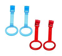 UPKOCH Baby Pull Ring and Crib Grab Ring for Infants and Toddlers, Plastic Standing Support Handle, Nursery Bed and Playpen Hanging Accessory, 4pcs Blue and Red Set for Walking Assistance