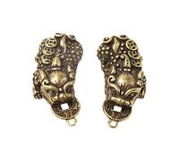 UPKOCH Bag Charm Multipurpose and Easy to Attach 2pcs Golden Brass Key Pendant Chinese Mythology Animal Shape Keychain Accessories for Decorating Keys and Bags