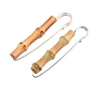 UPKOCH Bamboo Joint Brooch Pin Set 2pcs Retro Lapel Pin Unisex Natural Wood Suit Corsage Accessory for Business Dressing Random Color