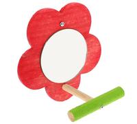 UPKOCH Bird Mirror Toy with Red Plum Blossom Shape Wooden Perch Small Size Parakeet Conure Training Stress Relief Accessory for Cage Birds