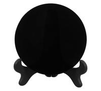 UPKOCH Black Obsidian Scrying Mirror with Stand 5.5 Inch Polished Crystal Disc for Divination Meditation Feng Shui Home Decor and