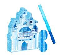 UPKOCH Blue Ice Castle Pinata Hanging Candy Container with Stick for Birthday Party Games and Decorations Creative Fillable Candy Holder with Top Opening and Strong Ring for Easy Setup