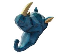 UPKOCH Blue Rhino Head Wall Hook Resin Decorative Coat Hook for Wall Hanging in Wardrobe and Bathroom for Keys Hats and Coats