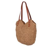 UPKOCH Boho Hollowed-out Woven Tote Bag Lightweight Natural Paper Rope Shoulder Bag Large Capacity Ladies Beach for Summer Vacation and Daily Use