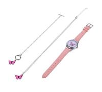 UPKOCH Butterflies Quartz Wristwatch Set for Pink Cartoon Watch Bracelet Necklace Trio Elegant Simple Style Daily Jewelry Accessories Gift for Parties and Everyday Wear