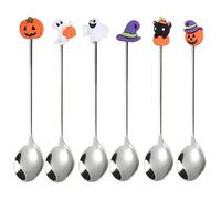 UPKOCH Cake Spoon Halloween Spoons 6pcs Halloween s Pumpkin Witch Hat Ghost s Dessert Coffee Ice Cream Tea Mixing s for Home Party Silver