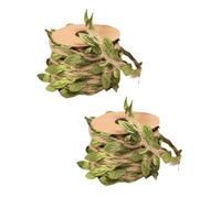 UPKOCH Cat Scratching Post Replacement Rope with Artificial Green Leaves Natural Jute Twine Diy Cat Grab Column Rope 2 Rolls 5 Meters Each and Claw Toys