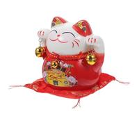 UPKOCH Ceramic Fortune Cat Piggy Bank Money Pot for Birthday Cute Red Lucky Cat Coin Saving Pot Decor Sturdy and Desktop Ornament for Families and Friends