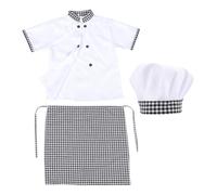 UPKOCH Chef Costume Short Sleeve Uniform with Hat and Apron for Boys and Unisex Pretend Play Outfit for Cosplay Birthday Halloween and School Events
