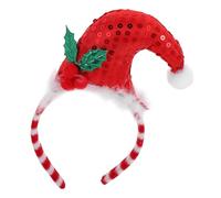 UPKOCH Christmas Elf Headband Glitter Hat Hairband with Pom Pom Accent Flexible Fit Holiday Party Accessory for Women Festive Photo Booth Decoration Supplies