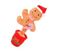 UPKOCH Christmas Talking Gingerbread Plush Singing Dancing with Lights, Interactive Electric Xmas Decoration for ’ Bedroom