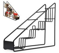 UPKOCH Coffee Syrup Organiser Rack, 4-Tier Stainless Steel Kitchen Storage Stand for Coffee Bar, Countertop Display Organizer for Wine, Dressing Bottles - Black (39 x 33 x 10cm)