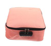 UPKOCH Collapsible Document Organizer Bag with Lock Multi-Layer Large Capacity File Storage Box for Home Office Travel Fabric Fireproof Passport Holder in Pink