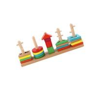 UPKOCH Colorful Wooden Geometry Shape Blocks Educational for Plaything with Bright Colors to Stimulate Brain Development and Independent Thinking