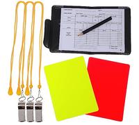 UPKOCH Competition Referee Kit Complete with Red Yellow Cards Black Wallet Whistles with Lanyard Pencil and Score Sheet for Football Basketball Volleyball Matches