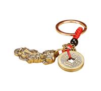 UPKOCH Copper Feng Shui Keychain Five Emperor Coins Pendant, Red String Key Ring for Car and Bag Decoration, Feng Shui Wealth Amulet Accessory