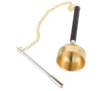 UPKOCH Copper-finished Instrument Portable Temple Yin Qing Chain Retractable Mallet for Buddhist Ritual Ceremonies Vintage Bell for Meditation Practices