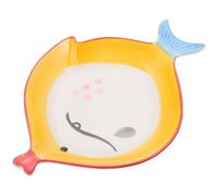 UPKOCH Creative Cartoon Fish Ceramic Plate for Dinner and Dessert Use, Yellow Unique Shaped Plate Made from Sturdy Ceramics, for Outdoor Picnics and Parties