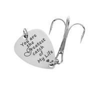 UPKOCH Creative Stainless Steel Treble Hook Fishing Lure with You Are My Greatest Catch of My Life Bait for Outdoor Fishing Tackle Accessories