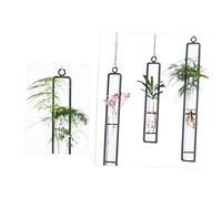 UPKOCH Creative Wall Hanging Iron Art Hydroponic Flower Pot Transparent Glass Test Tube Vase with Hemp Rope for Home Decor