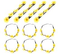 UPKOCH Daisy Cloth, Party or Festival or Wedding Decorations Simulated 10pcs Handmade Headdress Flower Design Headband Yellow Material with Vivid Three-dimensional