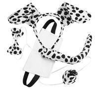 UPKOCH Dalmatian Spotty Dog Cosplay Set with Headband Bow Tie Tail Nose for Halloween Party Masquerade Carnival Costume Accessories for Adults