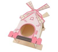 UPKOCH Delicate Wooden Rat Hideout Natural Material Decorative Hamster House with Stair Roof for Small Pets DIY Paintable and Comfortable Hideaway for Rats and Hamsters