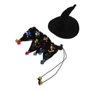 UPKOCH Dog Witch Hat and Cape for Halloween Soft Comfortable Pet Wizard Costume with Bell Collar for Dog and Cat Cosplay Party Accessories and Photoshoots