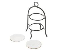 UPKOCH Dollhouse Decoration Accessories Mini Cake Display Stand Dollhouse Kitchenware Dessert Display Shelf Dessert Risers Desert Stands Black