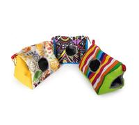 UPKOCH Double Hole Hanging Parrot Nest Warm Soft Cotton Hammock Bed for Birds Cozy Sleeping Pad and Playhouse Striped Design Suitable for Cage Decoration and Pet Comfort