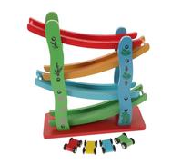 UPKOCH Educational Four Layer Wooden Track Glider with Bright Racing Cars for Intellectual Development and Color Recognition Montessori Sliding Car Plaything for Home